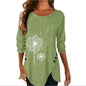 Dandelion Print Short Sleeve Button Down T-shirt Summer
