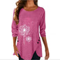 Dandelion Print Short Sleeve Button Down T-shirt Summer