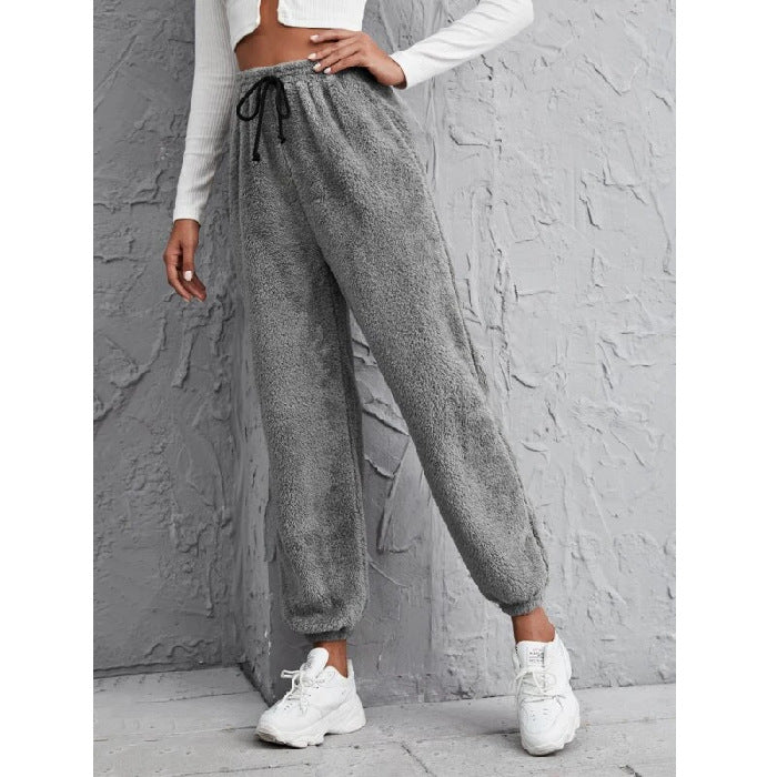 Fleece Warm And Cold Resistant Solid Color Trousers