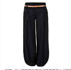 Printed Loose Low-rise Wide-leg Pants Pure Cotton