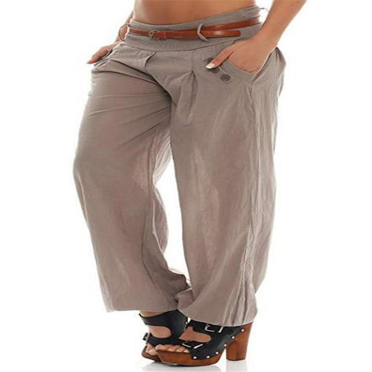 Printed Loose Low-rise Wide-leg Pants Pure Cotton