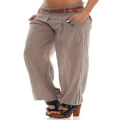 Printed Loose Low-rise Wide-leg Pants Pure Cotton