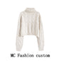 Turtleneck Pullover Short Cable-knit Sweater Women