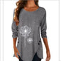 Dandelion Print Short Sleeve Button Down T-shirt Summer