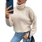 Solid Color Turtleneck Pullover Ladies Knitted Sweater Top Women