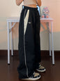 American Vintage Casual Wide Leg Pants Drop Black Sweatpants