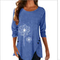 Dandelion Print Short Sleeve Button Down T-shirt Summer