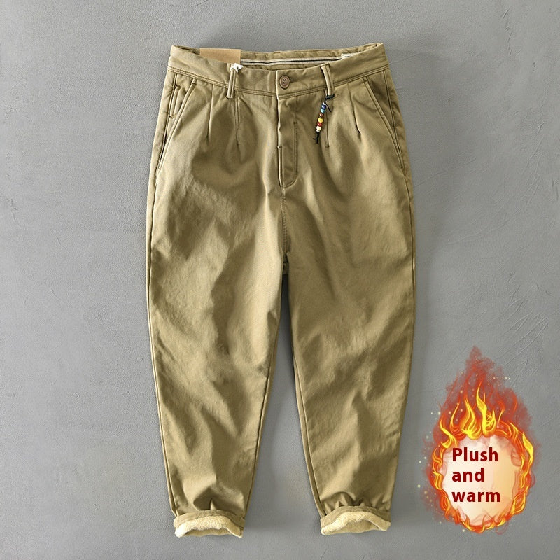 Casual Harem Pants Autumn And Winter Men's Fleece-lined Thickened