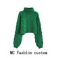 Turtleneck Pullover Short Cable-knit Sweater Women